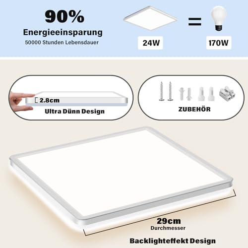 HABOWN Plafoniera LED Soffitto Dimmerabile 24W