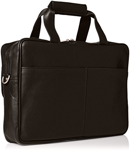 Piel Leather Slim Top-Zip Briefcase, Black, One Size #TOP1