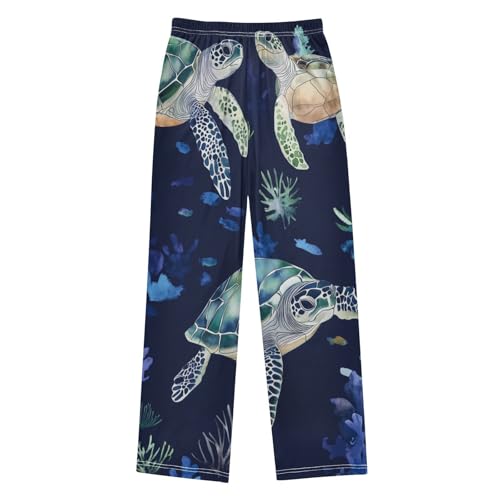 Turtles Coral Boys Long Pants Soft Trousers Elastic Waist Kids Lounge Bottoms with Pockets S-XL2