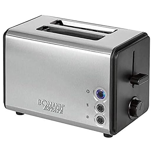 Bomann TA 1371 - Tostadora de pan compacta, acero inoxidable con 2 ranuras, 3 funciones, tostar, calentar y descongelar, 850 W con regulador de nivel de tostado, calienta panecillos o bolleria
