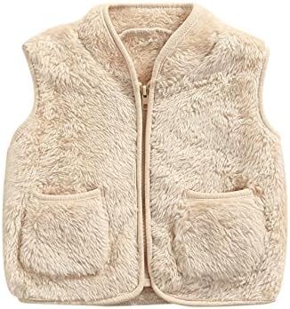 Tiacham Toddler Baby Girl Boy Vest Fall Winter Clothes Sherpa Waistcoat Sleeveless Outerwear Kids Jacket (White, 18-24 Months)