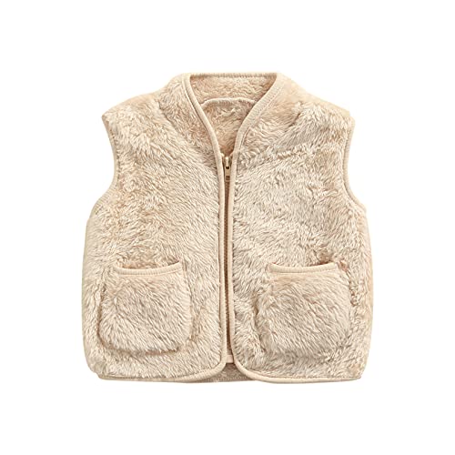 Image of Toddler Baby Girl Boys Sleeveless Fleece Plush Vest Sherpa Waistcoat