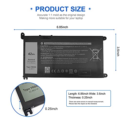 Image of 42Wh YRDD6 1VX1H Battery for Dell Inspiron 5482 5485 7586 3583 5491 5591 5481 3310 2-in-1 5593 5584 3493 3593 3793 5480 3582 5581 5590 3584 5493 5585 5594 5598 3501 P93G001 VM732 Vostro 3491 5490