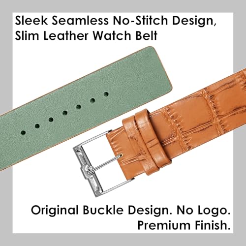 Image of DBLACK ''TNDS1'' Slim Leather Watch Strap, Minimalist style and a Bamboo-texture Design Belt / / For 18mm, 20mm, or 22mm, Compatible for TITAN Edge Slim Watches (Choose Your Size & Color)