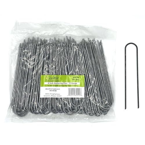 DeWitt 6 Inch U-Shaped Rounded Top Steel Anchor Pins, Garden Staples for Weed Barrier, Mats, Tarps, Garden, & Outdoor Landscaping, 1000 Count, Silver