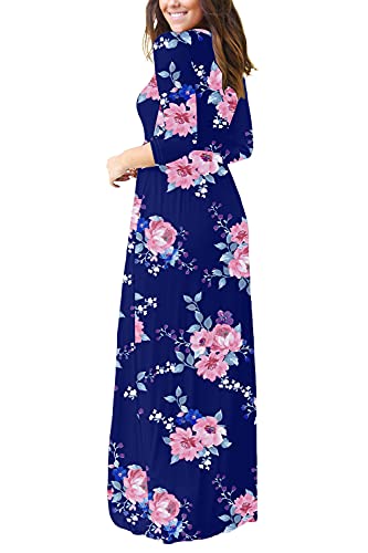 Image of EUOVMY Women's Long Sleeve Loose Maxi Dresses Casual Long Dresses with Pockets