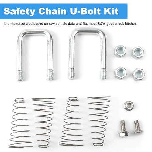 Camotokiit 1900-2-1600 Replacement Safety Chain U-Bolt Kit Fits B&W Gooseneck Hitches