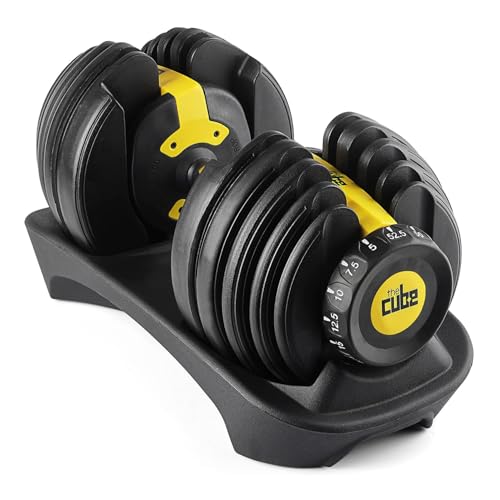 Image of The Cube Club PowerBells 1 Piece Alloy Steel Dumbbells (2.5-24 Kg) | 5-IN-1 Adjustable Dumbbell Weights for Fitness Exercise Body Workout Gym Equipment with 1 Year Warranty