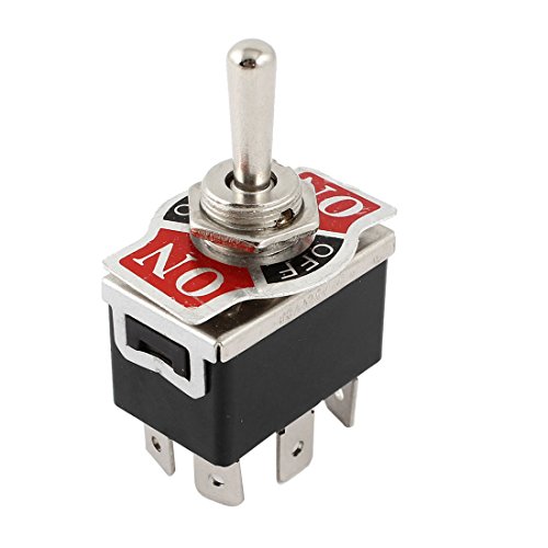 uxcell Vehicle Black 6 Pin 3 Position Momentary On/Always Off/Momentary On DPDT Toggle Switch 125V 15A