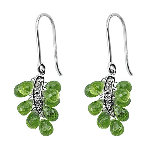 Carillon Peridot Natural Gemstone Drop Shape 18K White Gold Uniqe Drop Dangle Earrings #TOP25