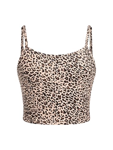 GORGLITTER Girl's Cami Top Y2k Leopard Print Spaghetti Strap Sleeveless Cheetah Camisole Summer Going Out Tops