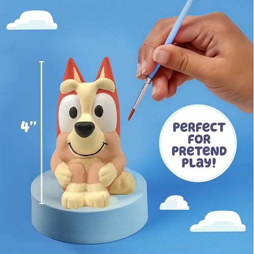 Image of Bluey Paint Your Own Bingo Figurine, Paintable Ceramic Figure, Includes 6 Acrylic Paints, Paintbrush, Toys, Birthday Decorations, Party Favors, Kids Activities