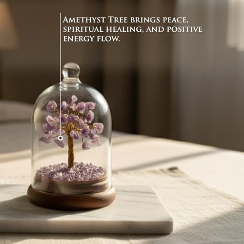 Image of Amethyst Healing Crystal Tree for Home Decor | Brings Calmness, Focus & Positive Energy | Vastu & Feng Shui Gemstone Tree for Prosperity, Luck & Happiness
