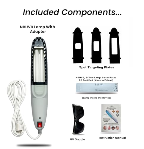 Image of Dr. Neuro NarrowBand UVB Phototherapy Device with 311nm NBUVB Lamp | 5-Year Warranty | Home Treatment for Vitiligo, Psoriasis, Eczema & Dandruff | Safety UV Goggles And User Manual Included | Targeted Spot Treatment Plates | Blue UV Light