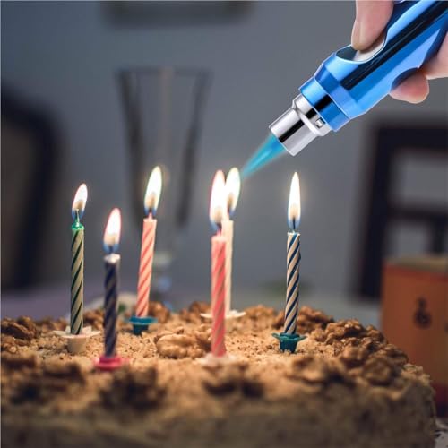 Encendedor a butano recargable con llama ajustable y cortaviento miniatura 5