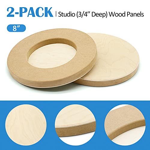 Unfinished Round Birch Wood Canvas Panels Kit, Falling In Art 2 Pack Of 8’’ Studio 3/4’’ Deep Cradle Boards For Pouring Art, Crafts, Painting, And More #TOP4