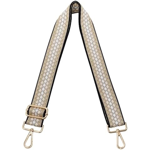 ZANQANO Purse Strap Replacement Crossbody Bag Women Wide Adjustable Jacquard Woven Handbag Straps (Star Beige Black,Gold hardware) Cover