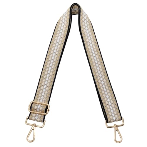 Image of Purse Strap Replacement Crossbody Bag Women Wide Adjustable Jacquard Woven Handbag Straps (Star Beige Black,Gold hardware)