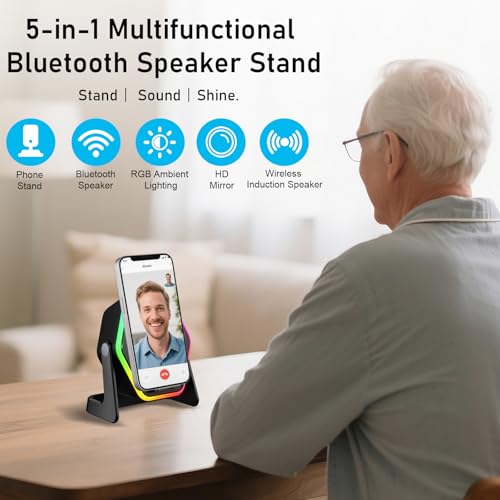 Image of Hupoaf 5 in1 Wireless Induction Speaker with Mirror [Powerful Sound]