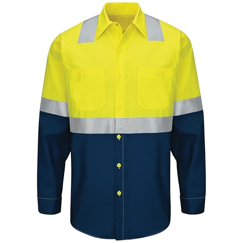 Image of Red Kap Men's Hi Visibility Long Sleeve Ripstop Work Shirt - Type R, Class 2