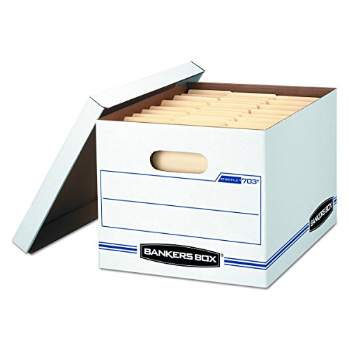 Bankers Box Stor/File Storage Box, Letter/Legal, Lift-Off Lid, White/Blue, Case of 4 (0070308)