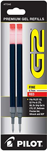 Pilot G2 Tinta Gel Bolígrafos Rojo Punto Fino 2 y 12 Recambios miniatura 3
