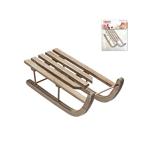 CREATIV DISCOUNT Holzschlitten 18,5 x 8 x 7,5 cm braun