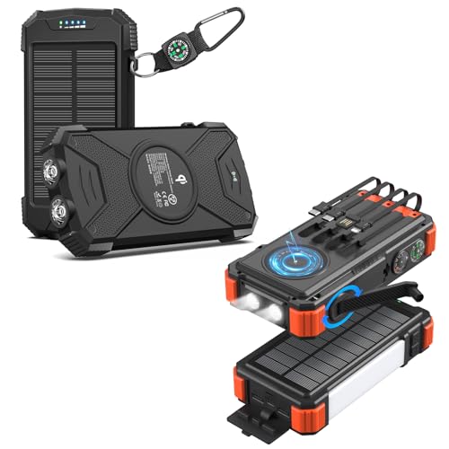 BLAVOR Solar Power Bank with Hand Crank Plus Solar Charger Power Bank 10,000mAh Black