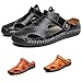 Produktbild RUIZE Herren Ledersandalen,Herren Sandalen mit geschlossener Zehe Atmungsaktive Anti-Rutsch Slipper,Sommer Atmungsaktive Strand Wanderschuhe Slipper,Schwarz,40