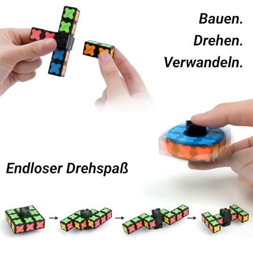 TOSY Magnet Fidget Spinner Mini – 8 Bausteine, 3-in-1: verwandelbarer Fidget-Spinner, Infinity-Würfel, 2x2 Puzzlewürfel, Anti-Stress… – Ansicht 3