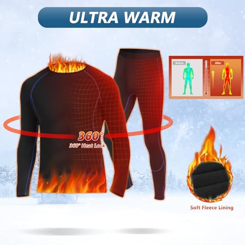 SIMIYA Thermal Underwear Mens, Quick Dry Base Layer for Men, Compression Mens Thermals Top and Bottoms, Winter Long Sleeve Long Johns for Workout Skiing Running Hiking - Image 4