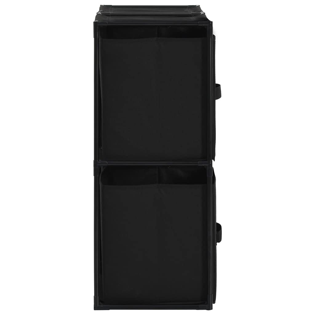 Mobiletto Multiuso Armadietto Autoportante Armadietti e stipi Portaoggetti Armadietto con 4 Cesti in Tessuto Nero 63x30x71 cm Acciaio per la casa, per ragazzi, stanza da letto e ufficio