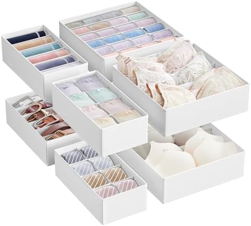SONGMICS Set of 8 Underwear Drawer Organisers, Foldable Dividers