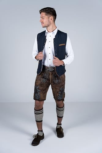 Bavarian Traditional Short Leather Trousers Florian Lederhosen with Belt2