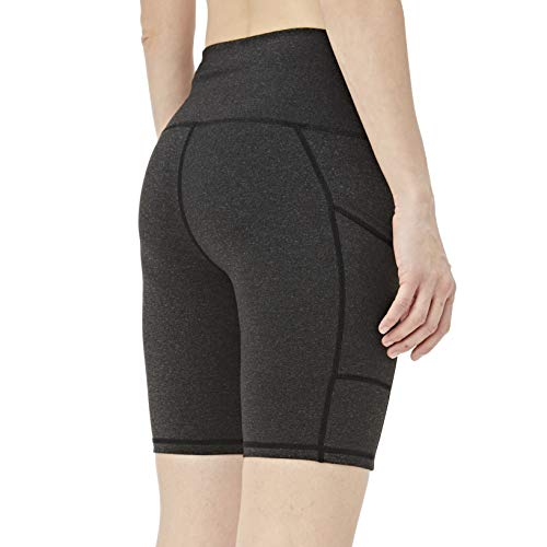 CQC Women\'s Yoga Compression Shorts High Waist Tummy Control Workout Running Athletic Bike Shorts Charcoal Gray L