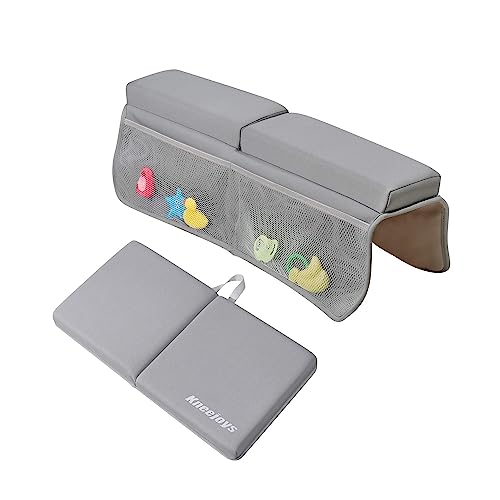 Image of Kneejoys Bath Kneeler and Elbow Rest Pad Bath Kneeler Baby Bath Mat Kneeling Pad Bath Toy Organizer for Tub Kneeling Pad for Bathing Baby Memory Foam