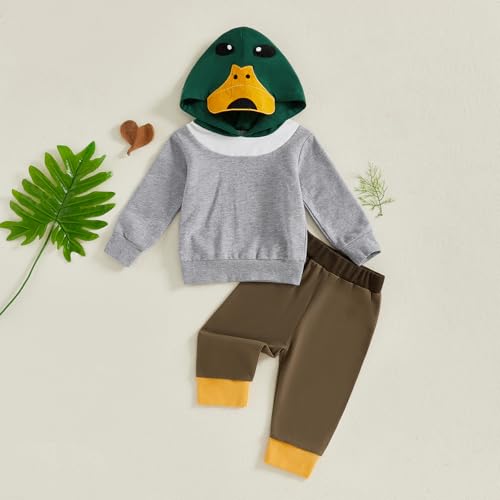 Toddler Baby Boy Fall Winter Clothes Mallard Duck Hoodie Long Sleeve Hooded Sweatshirt Pants Set Cute 2 Piece Outfit3