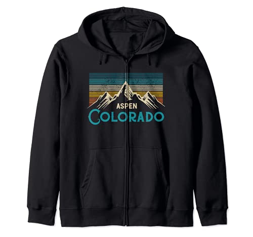 Aspen Colorado Vintage Mountains Ski Ski Ski Souvenir Regalo Sudadera con Capucha