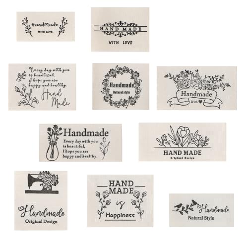 [GNAcs]ハンドメイド 布タグ 10種 100枚 タグ diy 手芸 ハンドクラフト コットン 北欧 アソート 英字 英語