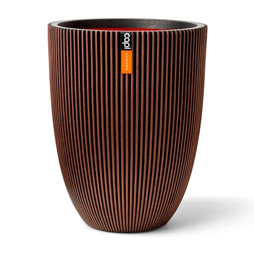 Capi Europe - Jardinera elegante bajo Groove NL - Cobre - Ø 46 x H 58 - Macetero - Maceta - Maceta - Macetero - Macetero - Para interior y exterior - Resistente a la intemperie - KGVCO783