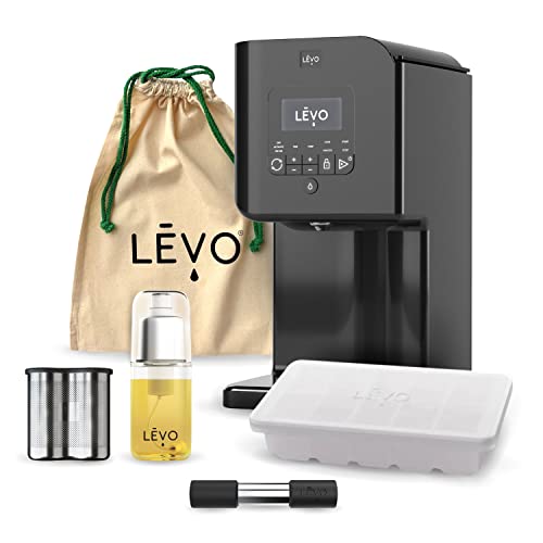 LĒVO - LĒVO II Essentials Kit- Herbal Oil and Butter Infusion Machine - Includes Power Pod, Herb Press, Herb Block Tray, Infusion Sprayer, Drawstring Bag (Licorice Black)