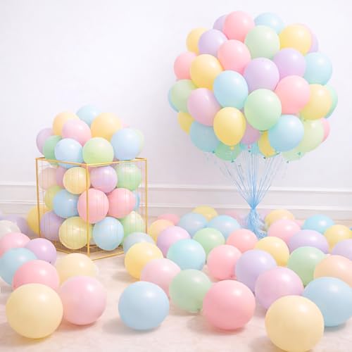 Image of 50 Pcs Pastel Balloons for Birthday Decoration Items Anniversary Baby Shower Girls Year With Multicolor Latex Pastel Balloon Happy Birthday Decoration Set Kit Combo