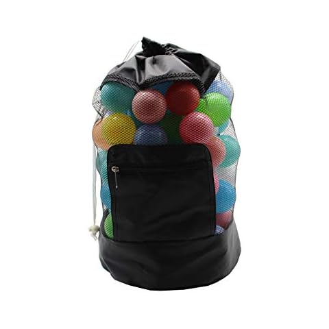 SEW UR LIFE Large Beach Toys Mesh Black Bag,Adjustable Shoulder Strap, Drawstring, Beach Toy Bag For Children Used in Beach, Swimming, Outdoor Activities Cover