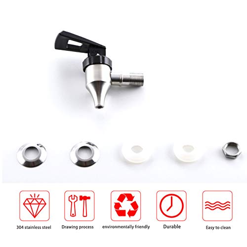 finoki Zapfhahn Auslaufhahn – Wasserhahn Drehzapfhahn für Getränkespender,304Edelstahl&Tropffrei(FürGartenparty Oktoberfest Haushaltsbar)