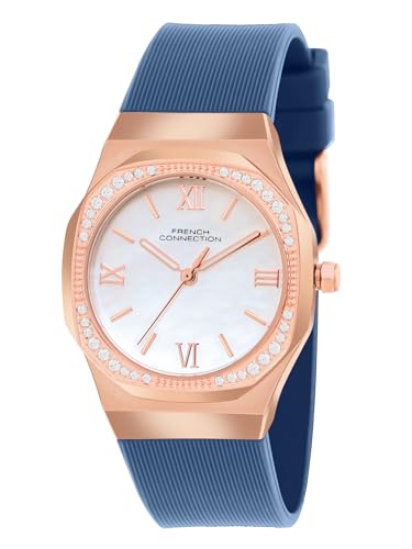 Image of French Connection 3 Hands White Rectangular Dial Silicon Strap | Casual | Premium | MOP Feature | Wrist Watch for Women - FCH002UL