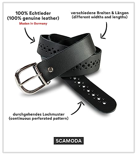 Damengürtel Scamoda aus Echtleder mit Lochmuster und silberner Schnalle