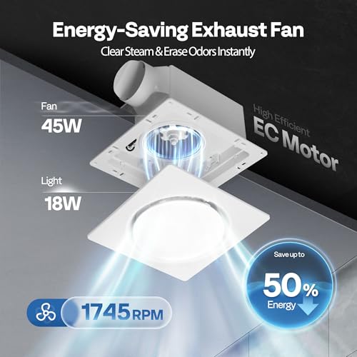 Image of VIVOHOME Bathroom Exhaust Fan with Light & Humidity Sensor (160-110-30CFM)