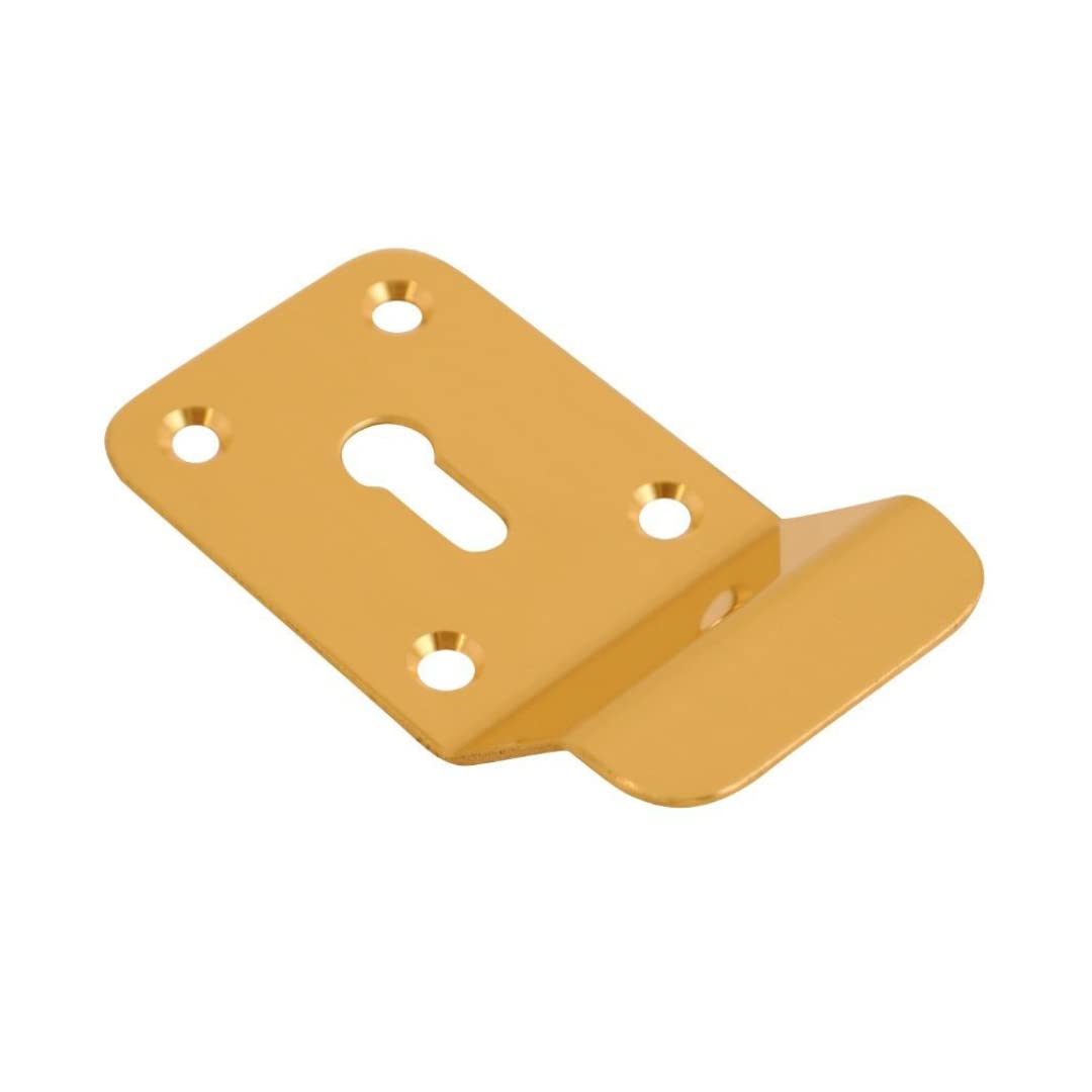 Vibe Cylinder Pull Keyhole 90X45mm On Polished Brass, Front Door Pull For Use On Doors For Security, Cylinder Lock With Curved Finger Grip, Latch Pull, Front Door Handle For Cylinder Locks