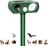 Repulsif Chat Exterieur Solaire, Répulsif Chat Ultrason, Répulsif pour Chat, IP54 Repousse Chat Exterieur avec Détecteur de Mouvement et LED pour Anti Chats Chiens Souris Ratons Renards Oiseaux Rats