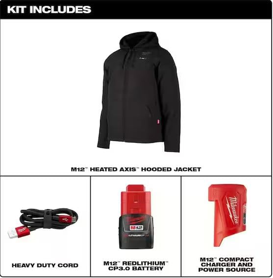Milwaukee Heated Hoodie KIT M12 12V Lithium-Ion (Extra Large, Gray)